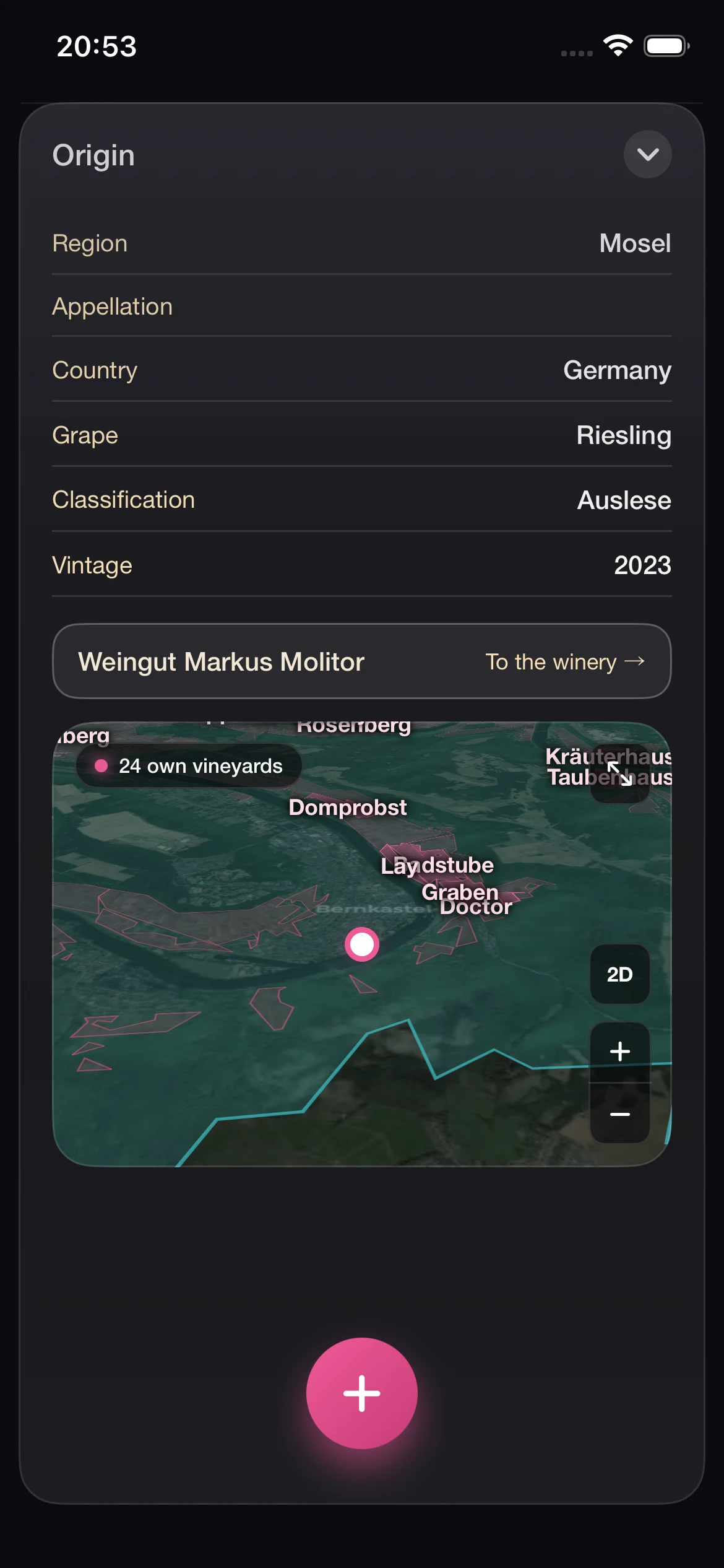 VinoSomm App: Vineyard map