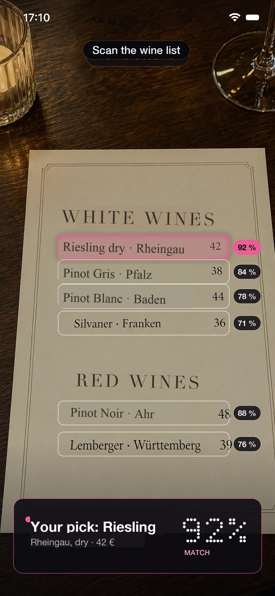 VinoSomm App: Scan a wine list